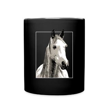 White Horse Horse Motif Vintage - Full Colour Mug - black - Front