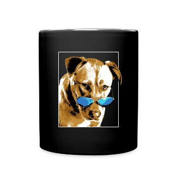 Chien avec lunettes de soleil Style Rétro Vintage - Mug uni - noir - Devant