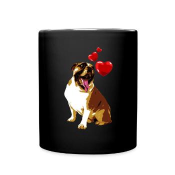 Bulldog avec Hearts Vintage Style Retro Dog - Mug uni - noir - Devant
