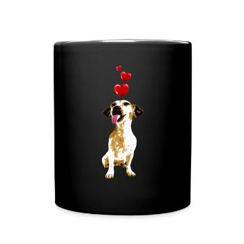 Chihuahua Dog with Hearts Dog Motif Vintage - Full Colour Mug - black - Front