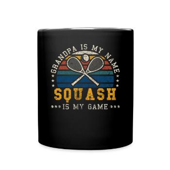 Squash Grandpa Retro Sunset Squash Player - Full Colour Mug - black - Front