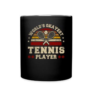Worlds Okayest Tennis Player Retro Tennis - Full Colour Mug - black - Front