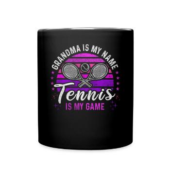 Tennis Grandma Retro Sunset Tennis Player - Full Colour Mug - black - Front