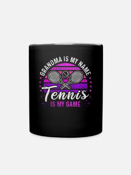 Tennis Grandma Retro Sunset Tennis Player - Full Colour Mug - black