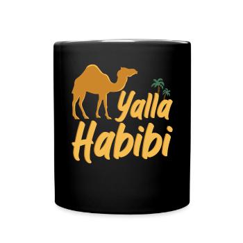 Yalla Habibi Camel Arabic - Full Colour Mug - black - Front