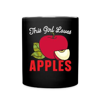 This Girl Loves Apples Apple Fruit Lover Apple - Full Colour Mug - black - Front