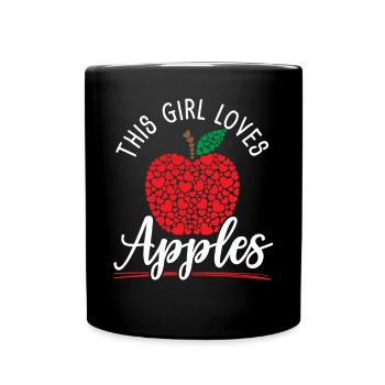 This Girl Loves Apples Apple Fruit Lover Apple - Full Colour Mug - black - Front