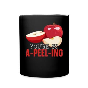 Du bist so A-Peel-ing Obstliebhaber Apfel pflücken - Tasse einfarbig - Schwarz - Vorne