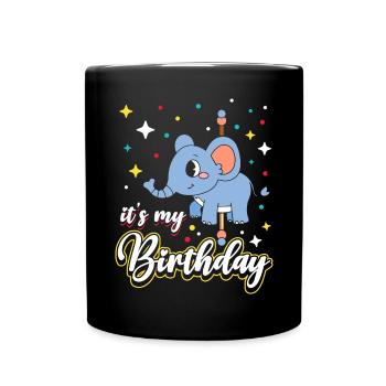 Karussell-geburtstagsfeier-elefant Es Ist Mein - Tasse einfarbig - Schwarz - Vorne