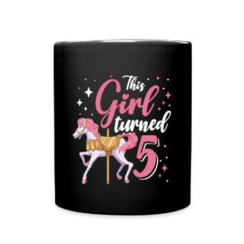 Karussell-geburtstagsfeier Dieses Mädchen Wurde 5 - Tasse einfarbig - Schwarz - Vorne