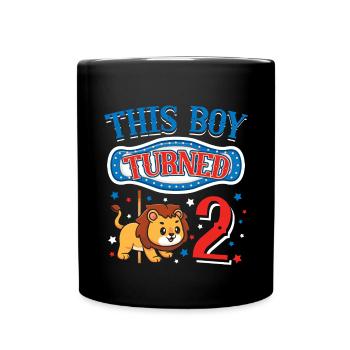 Karussell-geburtstagsfeier-löwe Dieser Junge - Tasse einfarbig - Schwarz - Vorne