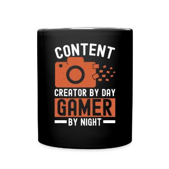 Content Creator von Day Gamer von Night Influencer - Tasse einfarbig - Schwarz - Vorne