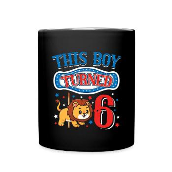 Carousel Birthday Party Lion Dieser Junge Wurde 6 - Tasse einfarbig - Schwarz - Vorne