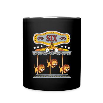 Carousel Birthday Party Lion Dieser Junge Wurde 6 - Tasse einfarbig - Schwarz - Vorne