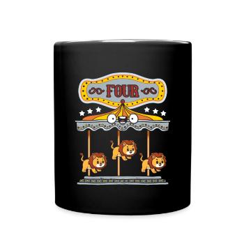 Carousel Birthday Party Lion Dieser Junge Wurde 4 - Tasse einfarbig - Schwarz - Vorne