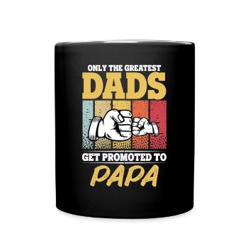 The Best Dads Get Promoted to Papa Vintage - Full Colour Mug - black - Front