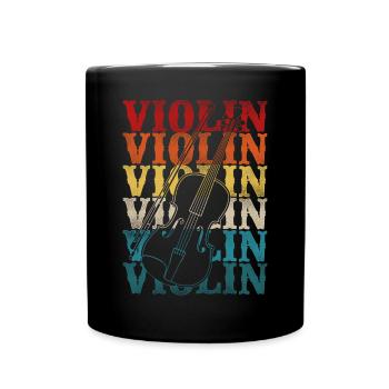 Violin Violinist Retro Vintage - Tasse einfarbig - Schwarz - Vorne