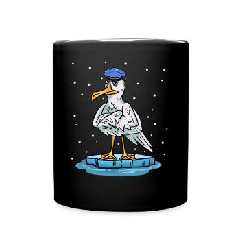 Seagull Captain Winter Xma's Christmas Present Ahoy - Full Colour Mug - black - Front