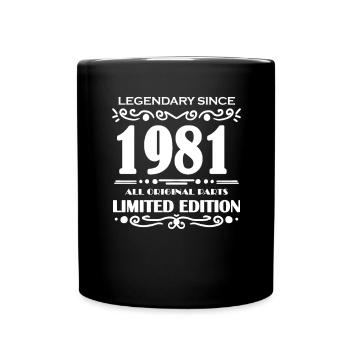 1981 - Jahrgang 1981 - Baujahr 1981 - Tasse einfarbig - Schwarz - Vorne