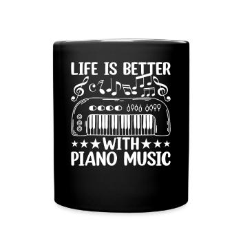 La vie est meilleure avec la musique pour piano - Piano à clavier P - Mug uni - noir - Devant