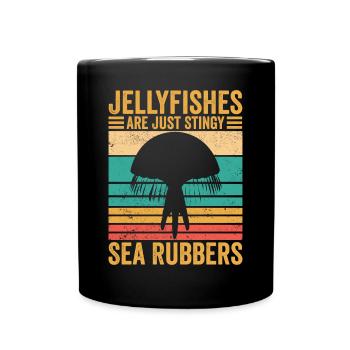Funny jellyfish are just stingy sea gums Retr - Full Colour Mug - black - Front