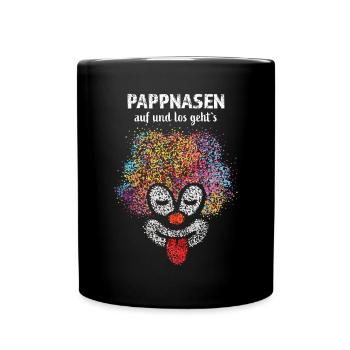 Kostümersatz Clown Pappnase Karneval Fasching - Tasse einfarbig - Schwarz - Vorne
