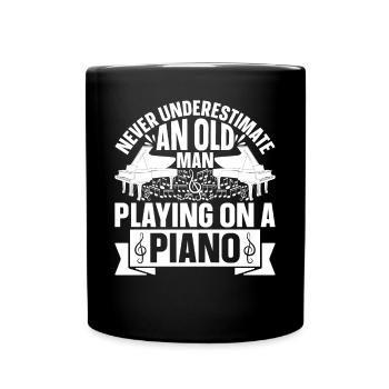Ne sous-estimez jamais un vieil homme jouant sur un piano - Mug uni - noir - Devant