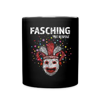 Fasching Fasnacht Konfetti Narren Kostümersatz - Tasse einfarbig - Schwarz - Vorne