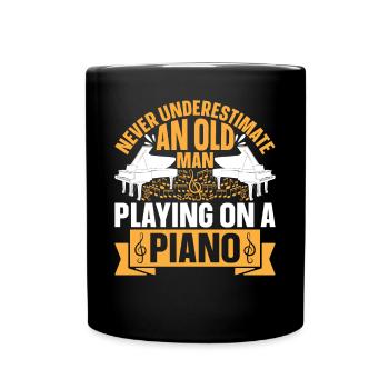 Ne sous-estimez jamais un vieil homme jouant sur un piano - Mug uni - noir - Devant
