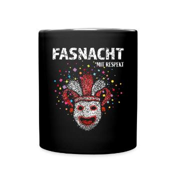 Fasnacht Karneval Konfetti Narren Kostümersatz - Tasse einfarbig - Schwarz - Vorne