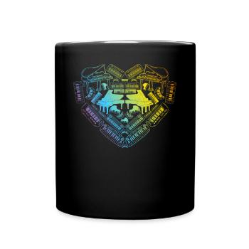 Piano Heart - Piano Keyboard Player Keyboardist Pi - Full Colour Mug - black - Front