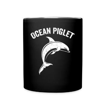 Lustiges Delphin-Ozean-Ferkel - Tasse einfarbig - Schwarz - Vorne