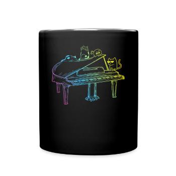 Piano Cats Piano Lover Piano Player - Cat Lover Pi - Tasse einfarbig - Schwarz - Vorne