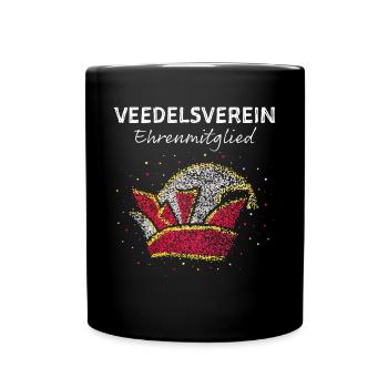Narrenkappe Karneval Fasching Konfetti Jeck - Tasse einfarbig - Schwarz - Vorne