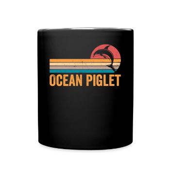 Drôle de dauphin Ocean Porclet Rétro - Mug uni - noir - Devant