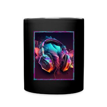 Polygon Headset Headphones Gamer Geometric - Full Colour Mug - black - Front