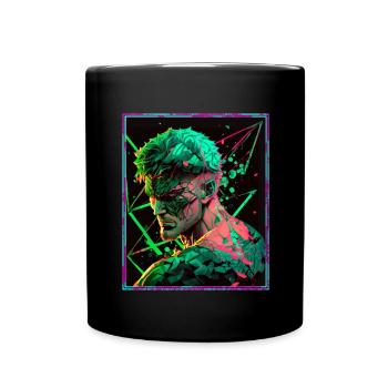 Anime Polygon Swordsman Pirate Geometric - Full Colour Mug - black - Front