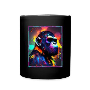 Affe Polygon Headset Headphones Gamer Geometrisch - Tasse einfarbig - Schwarz - Vorne