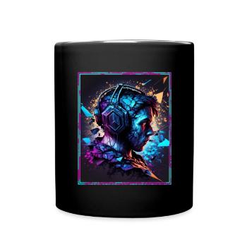 Polygon Headset Headphones Gamer Geometric - Full Colour Mug - black - Front