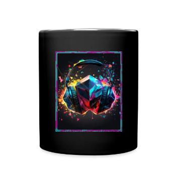 Polygon Headset Headphones Gamer Geometric - Full Colour Mug - black - Front