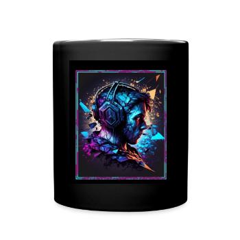 Polygon Headset Headphones Gamer Geometric - Full Colour Mug - black - Front