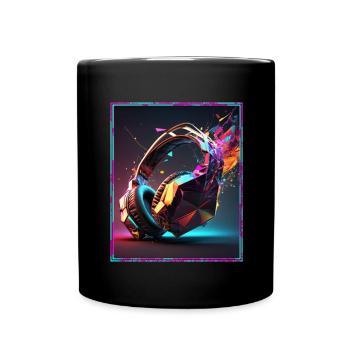 Polygon Headset Headphones Gamer Geometric - Full Colour Mug - black - Front