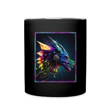 Dragon Polygon Headset Headphones Geometric - Full Colour Mug - black - Front