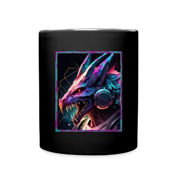 Dragon Polygon Headset Headphones Geometric - Full Colour Mug - black - Front