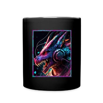 Dragon Polygon Headset Headphones Geometric - Full Colour Mug - black - Front