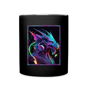 Dragon Polygon Headset Headphones Geometric - Full Colour Mug - black - Front