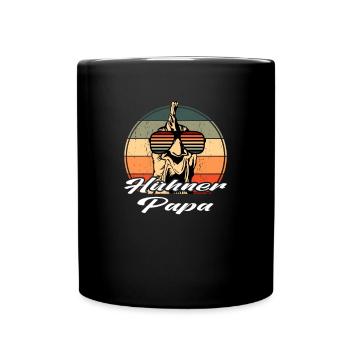 Retro Sonnenbrille Huhn Hühner Papa Schriftzug - Tasse einfarbig - Schwarz - Vorne