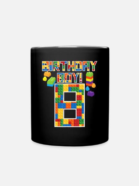 Süßes Geschenk zum 8. Geburtstag 8 Jahre altes Blockgebäude - Tasse einfarbig - Schwarz