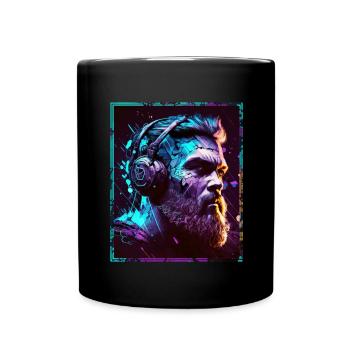 Viking Viking Headset Gamer Streamer Music Neon - Full Colour Mug - black - Front
