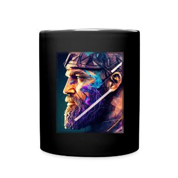 Viking Viking Polygon Geometric Nordic Neon - Full Colour Mug - black - Front